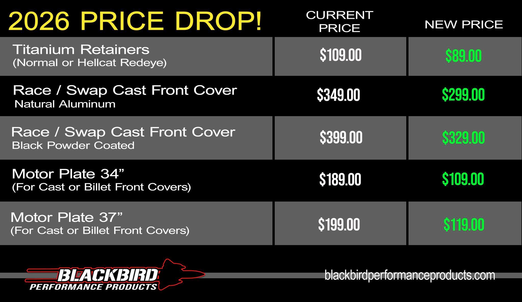 Blackbird Performance Announces Major Price Drops on Popular Gen 3 Hemi Parts!